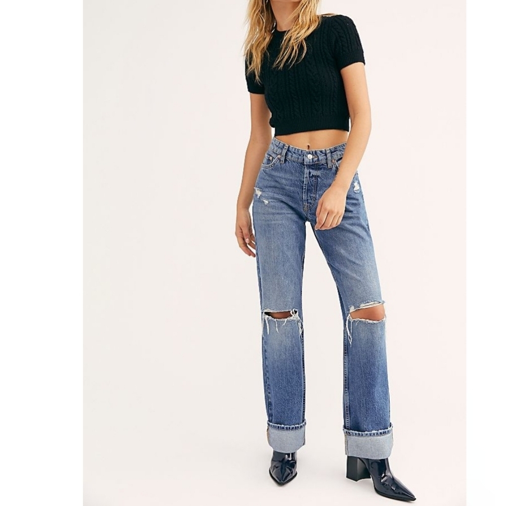 Free People High-Rise Distressed Jeans Size 24